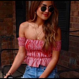 Forever 21 Smocked gingham crop top